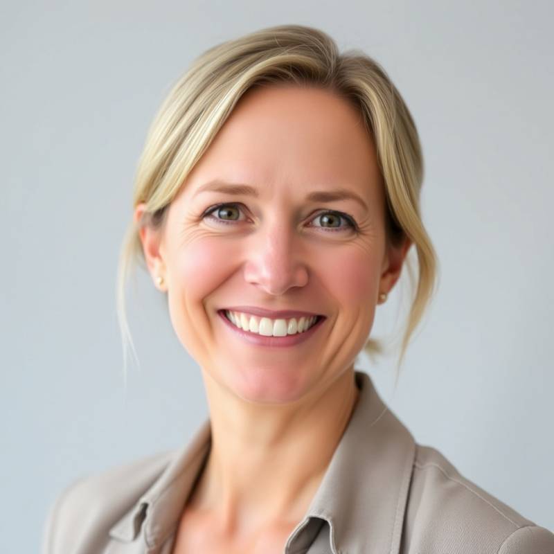 Portret van de sollicitatiecoach, Marieke de Jong, lachend en professioneel.
